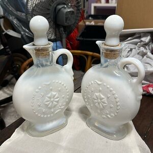 Vintage Jim Beam bottles. Milk glass with hazel. No imperfections.